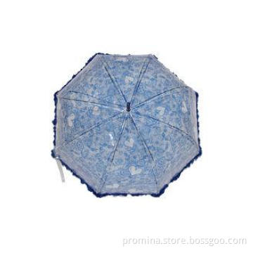 46 Inch Arc PVC Clear Dome Umbrella / Blue Windproof For Co